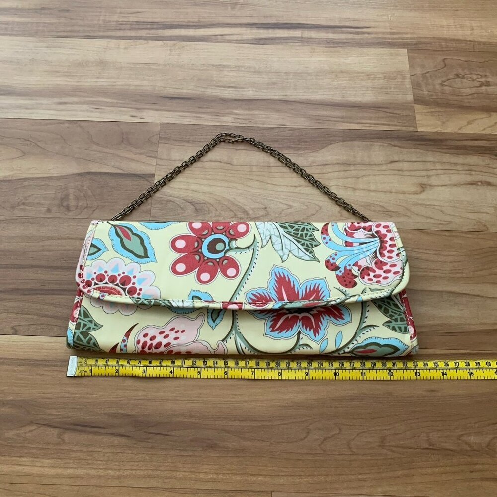 Amy Butler for Kalencom Clutch Purse w/ Chain Floral Yellow Organic Cotton - Picture 2 of 14